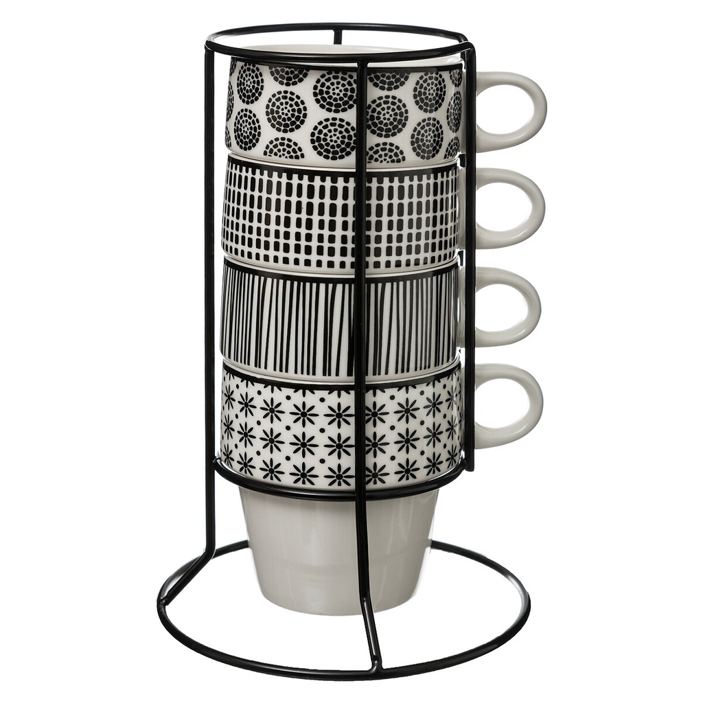 Rack de 4 mugs 26 cl motifs fantaisie