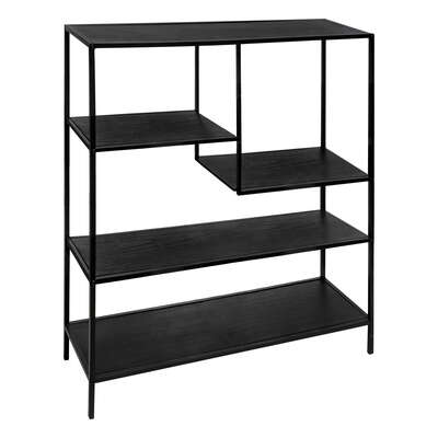 [166585] Étagère de rangement noire en métal et bois