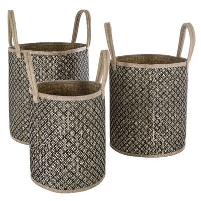 Lot de 3 paniers roseau