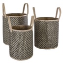 Lot de 3 paniers roseau