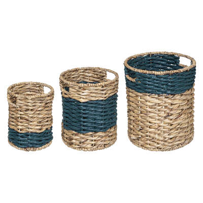 Lot de 3 paniers en jacinthe d'eau