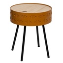 Table de chevet coffre Ø 38,5 cm ocre