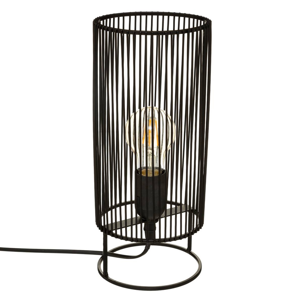 Lampe cylindre métal noir H. 30 cm