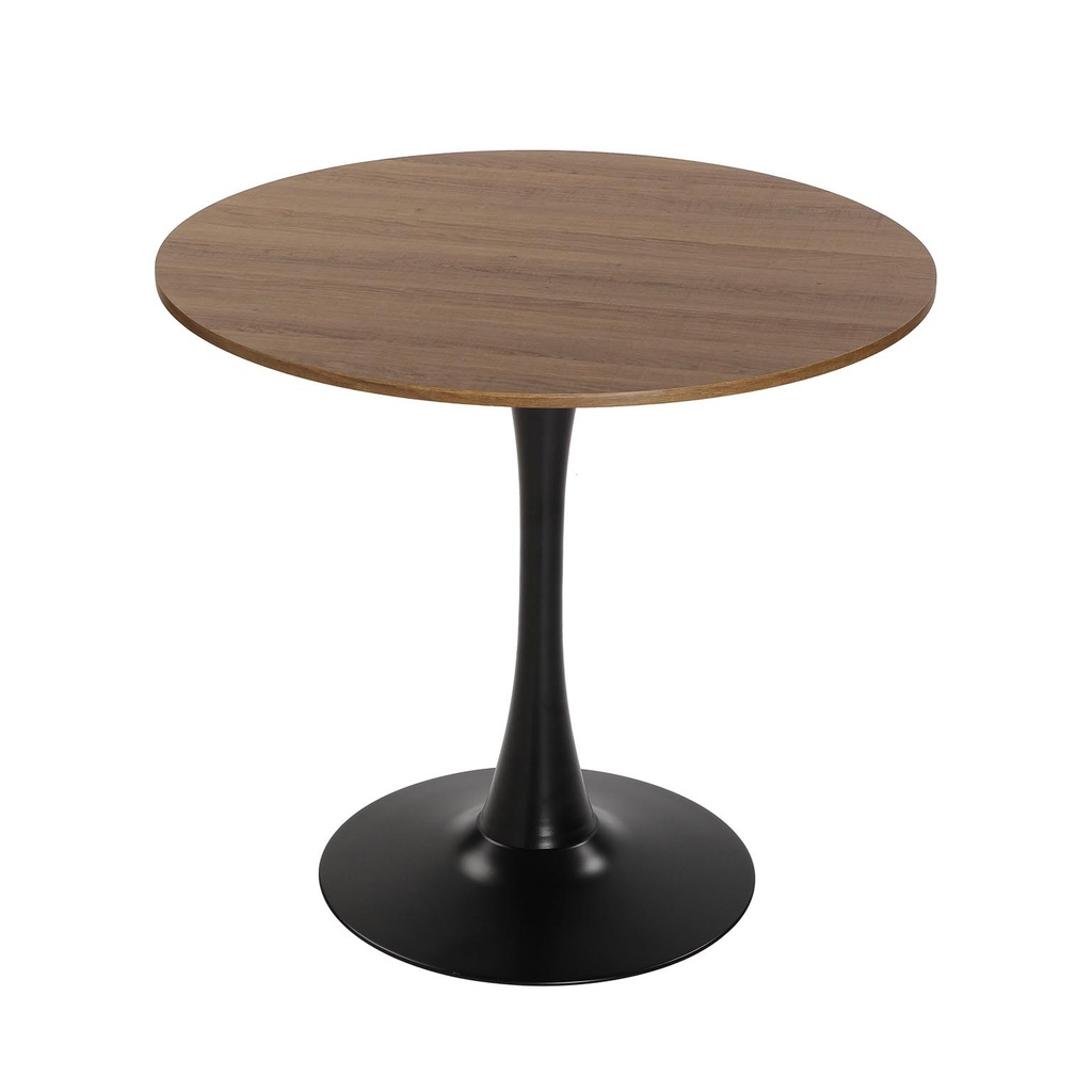 Table à manger Tulipe Ø 80 cm plateau noyer
