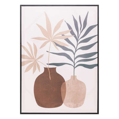 Toile imprimée encadrée feuilles 50 x 70 cm