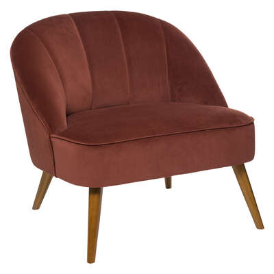 [156949E] Fauteuil velours terracotta