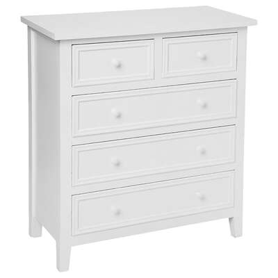 [121474B] Commode blanche 5 tiroirs