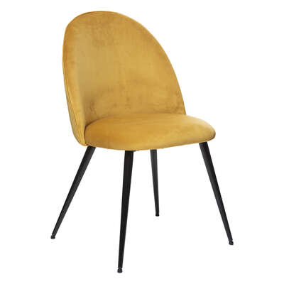[184908C] Chaise velours ocre et pieds noirs