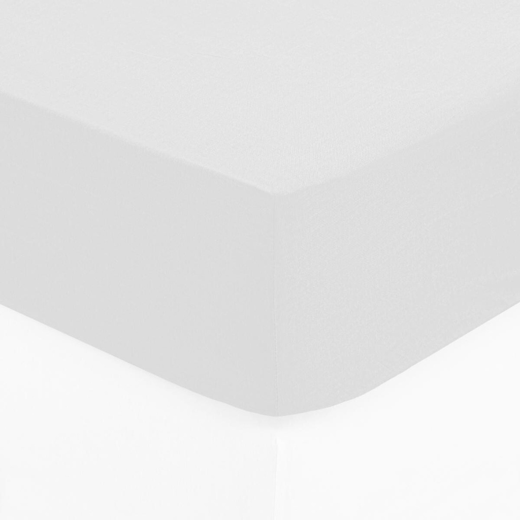 [178573Z] Drap housse 2 personnes 140 x 190 cm bonnet 30 cm coton blanc