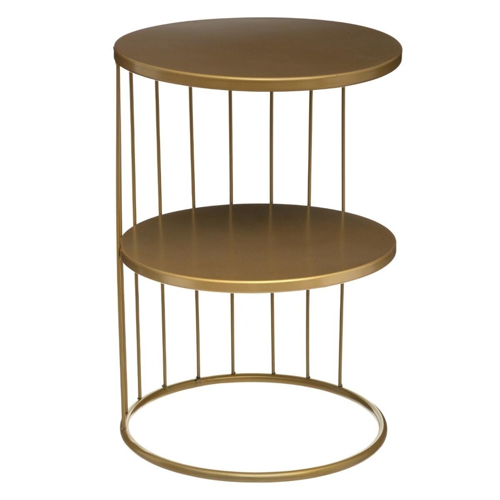 [157206D] Table de chevet métal Ø 36 cm or