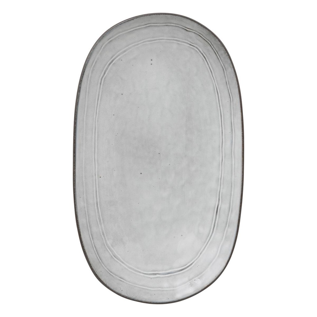 [188963A] Plat en grès gris 30 x 21 cm