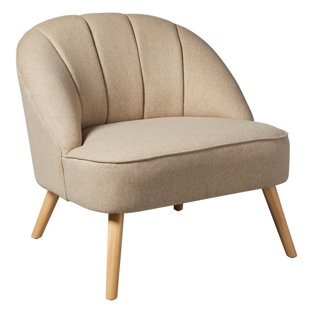 [207313A] Fauteuil velours beige