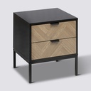 Table de chevet 2 tiroirs bois et noir