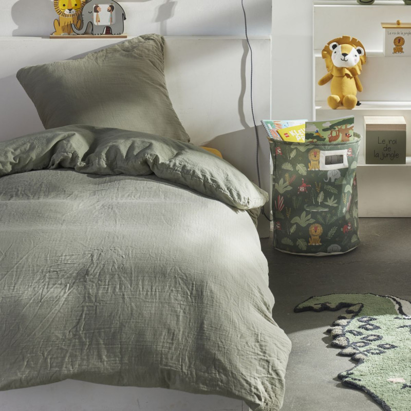 Parure de lit gaze de coton sauge 140 x 200 cm