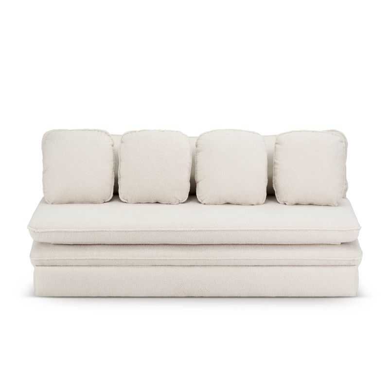 Canapé convertible 3 places tissu bouclette beige