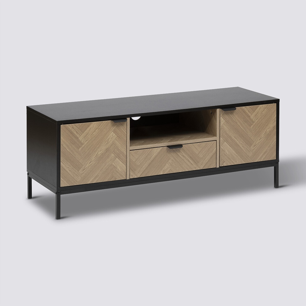 Meuble TV 120 cm noir et bois