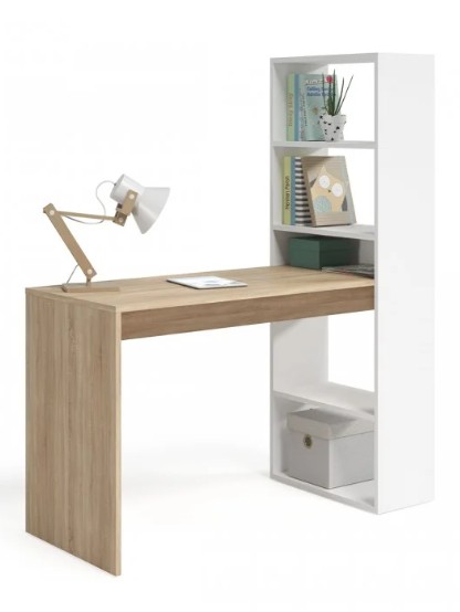 Bureau réversible blanc et chêne L. 120 cm