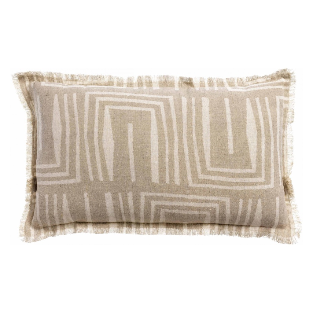 [1999018000] Coussin imprimé lin naturel 30 x 50 cm