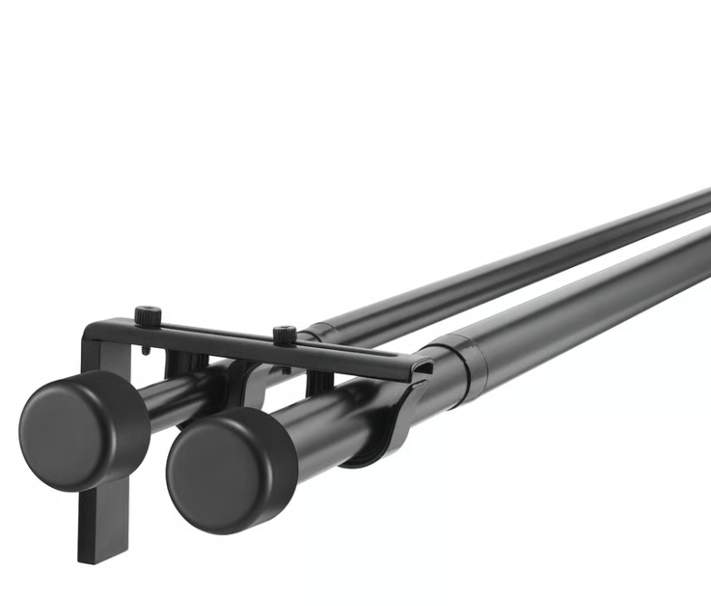 Tringle à rideaux double 210-385 cm avec supports