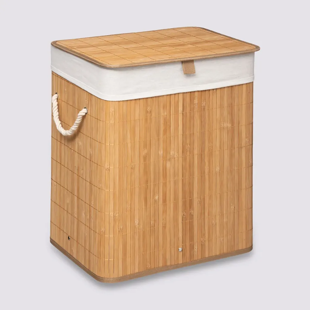 Panier à linge rectangle 60 l bambou naturel