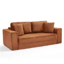 Canapé droit compressé convertible velours côtelé terracotta 3 places