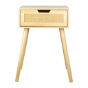 Table de chevet bois et cannage pin naturel L. 40 cm