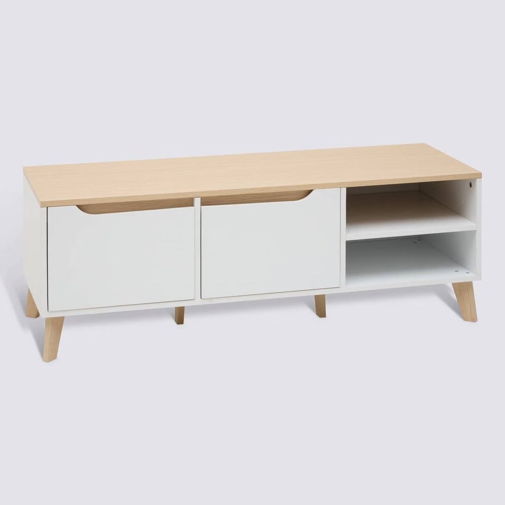 Meuble TV bas 2 portes L. 120 cm blanc