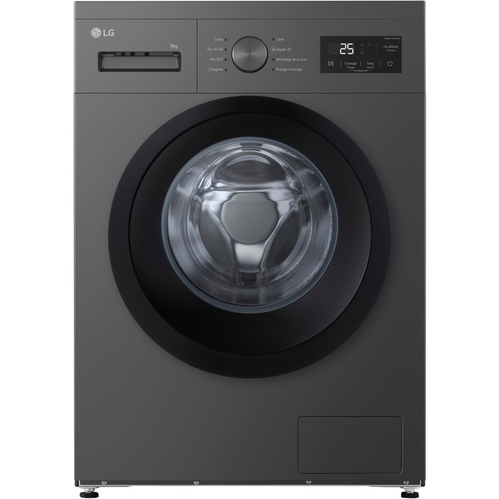 Lave-linge hublot 9 kg 1400 tr/min L. 60 cm noir